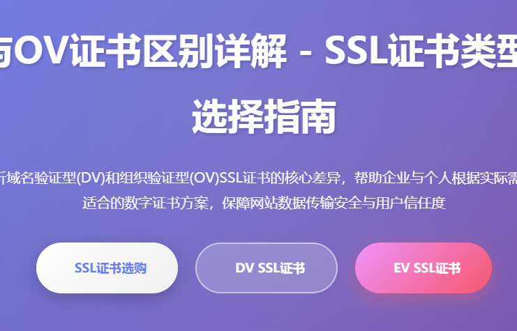 DV与OV证书区别详解 - SSL证书类型对比选择指南